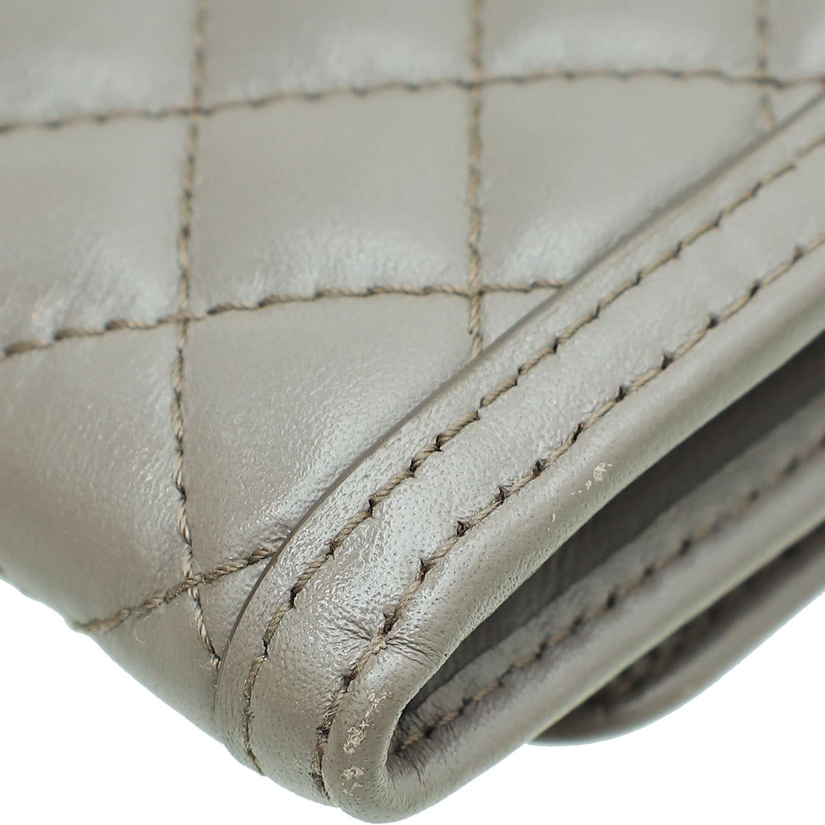 Prada Grey Soft Quilted Wallet on Chain