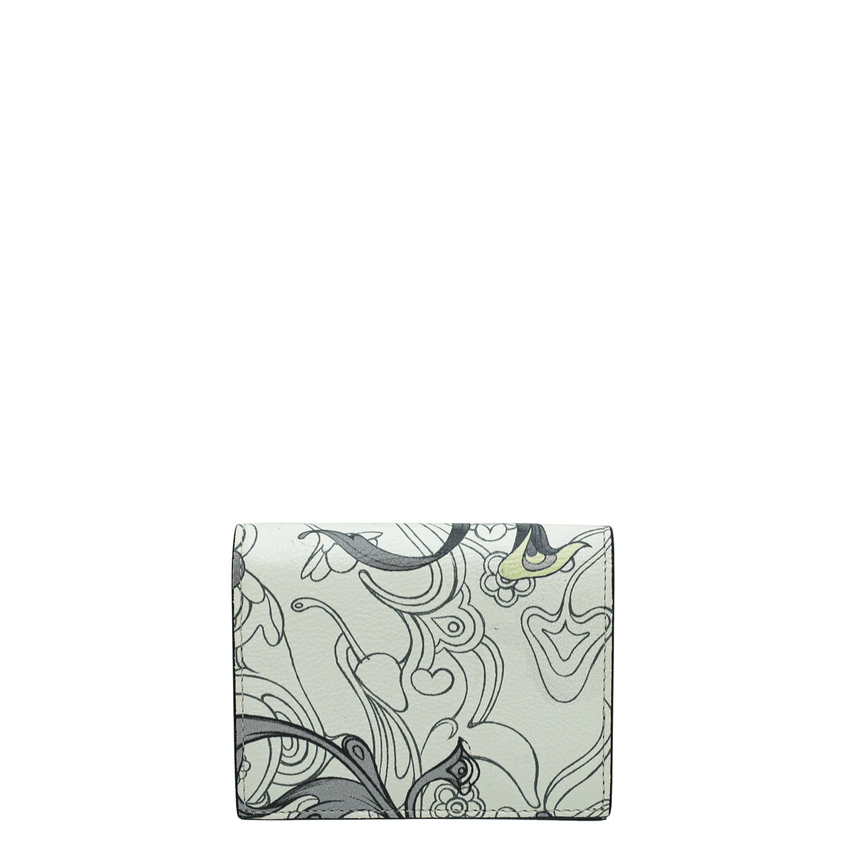 Prada White Multicolor Glace Rabbit Print Bifold Wallet