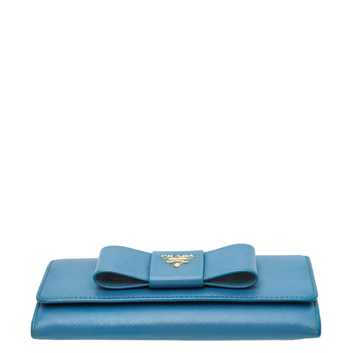 Prada Blue Bow Flap Wallet w/Detachable Card Holder