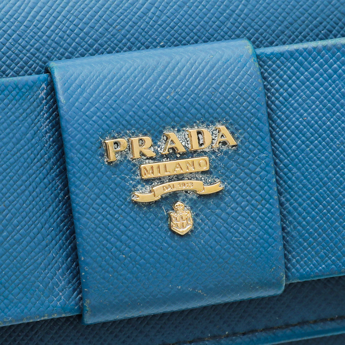 Prada Blue Bow Flap Wallet w/Detachable Card Holder