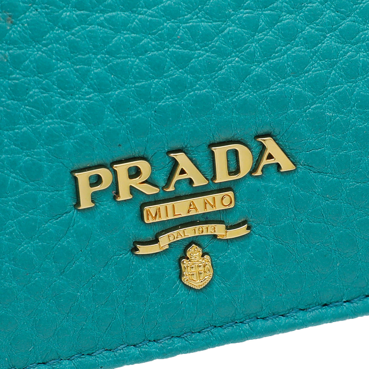 Prada Turquoise Vitello Grain Small Wallet