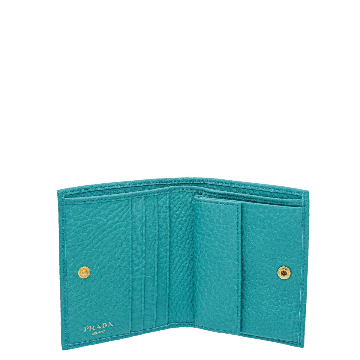 Prada Turquoise Vitello Grain Small Wallet