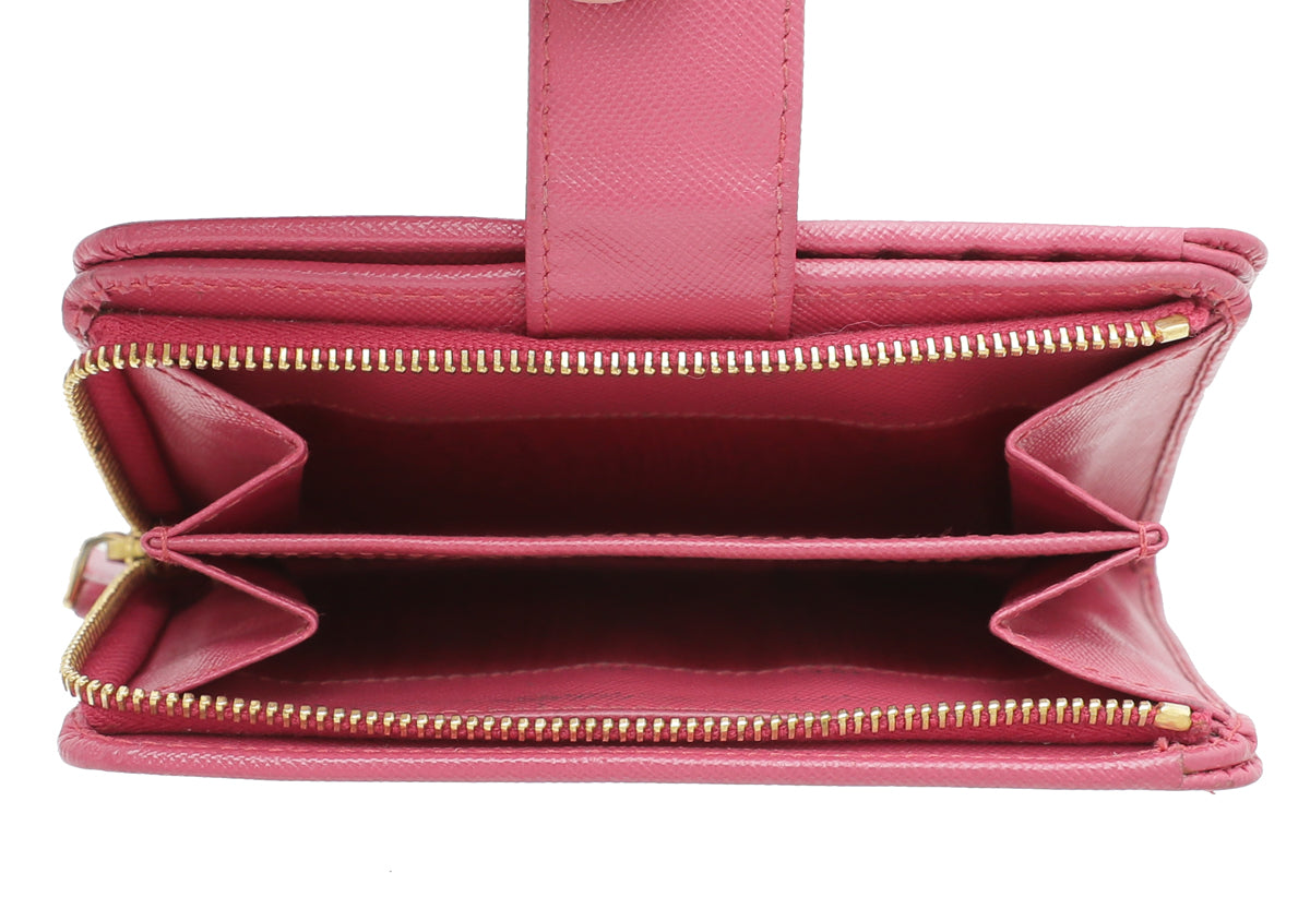 Prada Fuchsia Lux Medium Zip Around Wallet