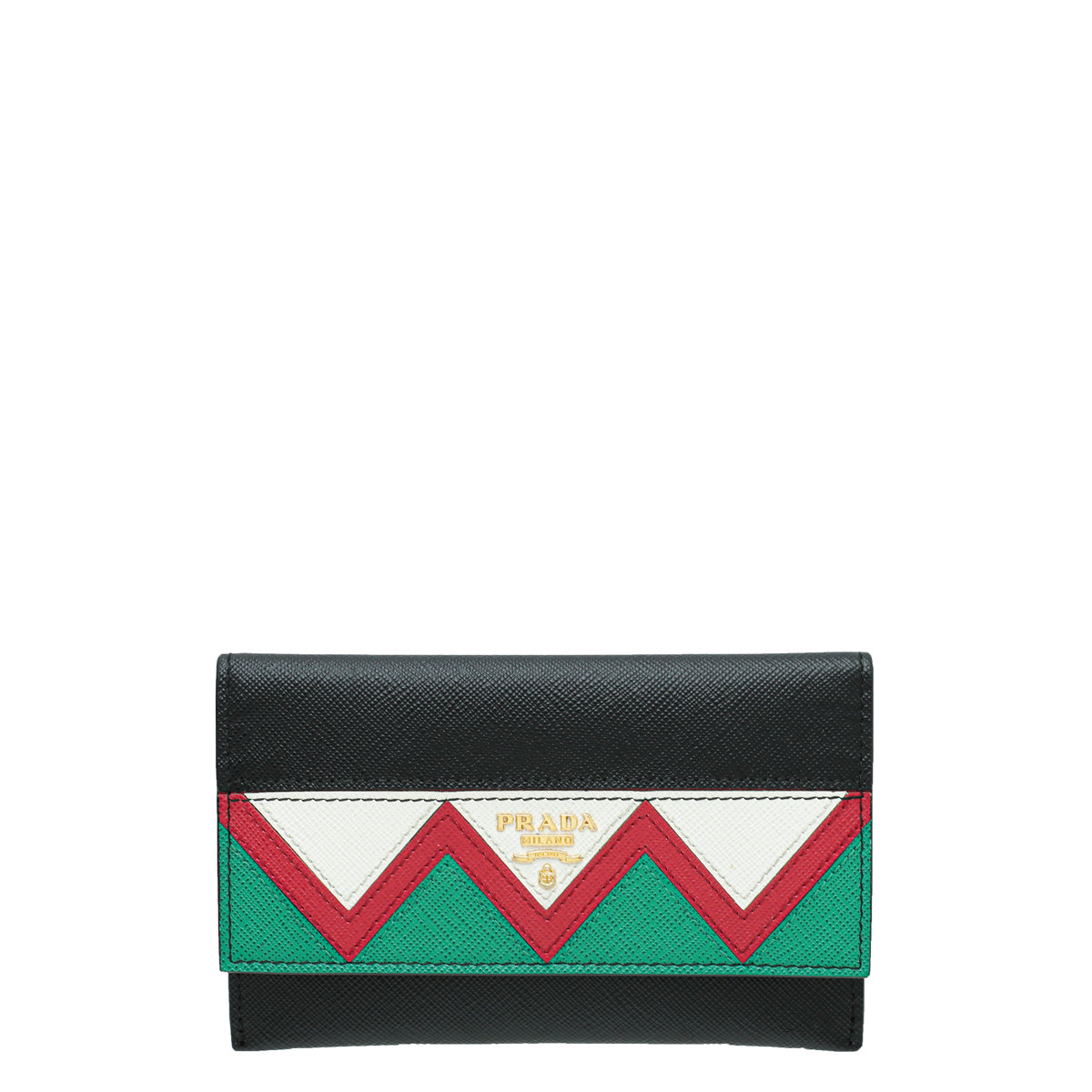 Prada Black Multicolor Lux Slim Flap Wallet