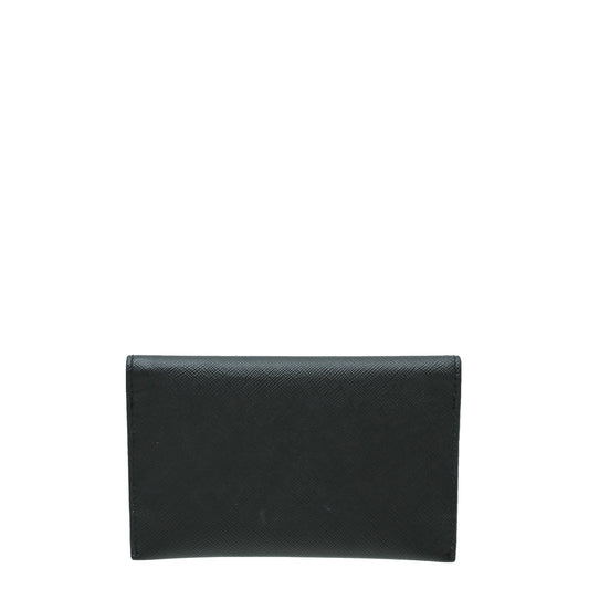 Prada Black Multicolor Lux Slim Flap Wallet