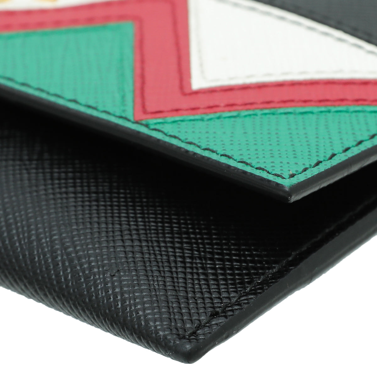 Prada Black Multicolor Lux Slim Flap Wallet