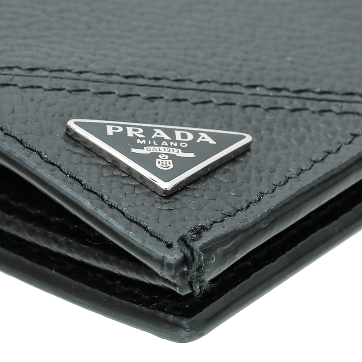 Prada Black Vitello Micro Grain Long Wallet