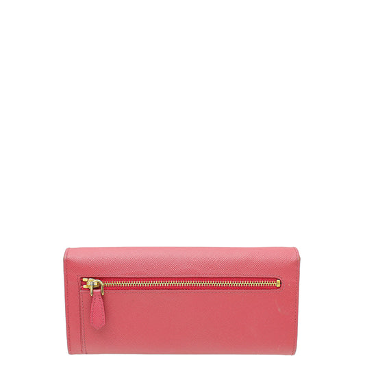 Prada Pink Lux Bow Continental Wallet