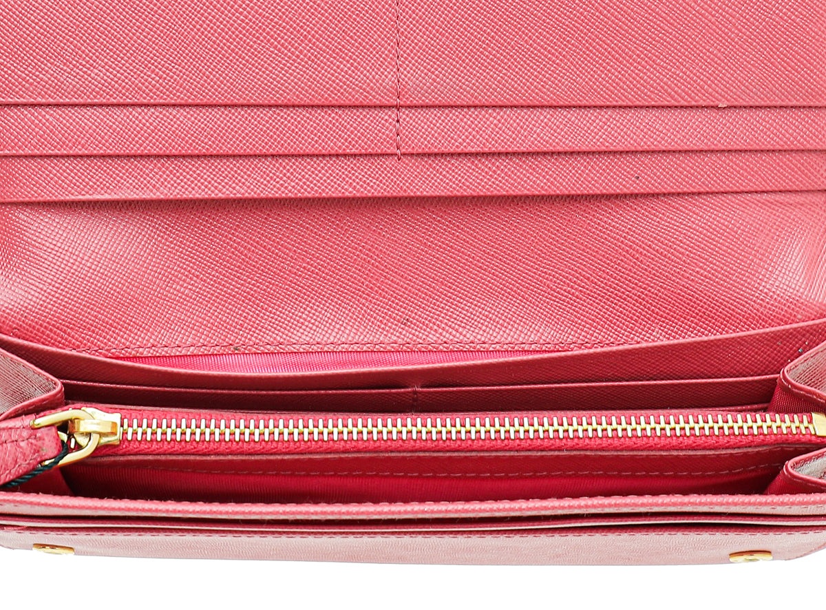 Prada Pink Lux Bow Continental Wallet