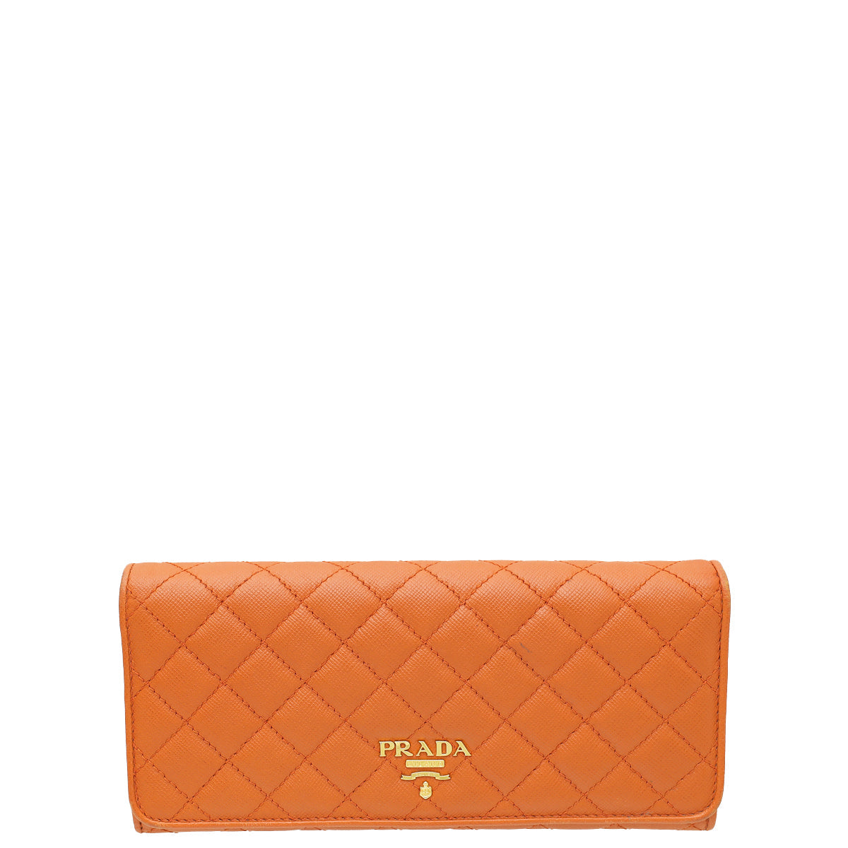 Prada Papaya Quilted Continental Wallet