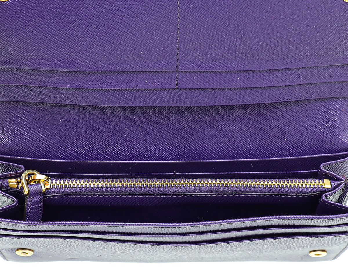 Prada Violet Lux Continental Wallet