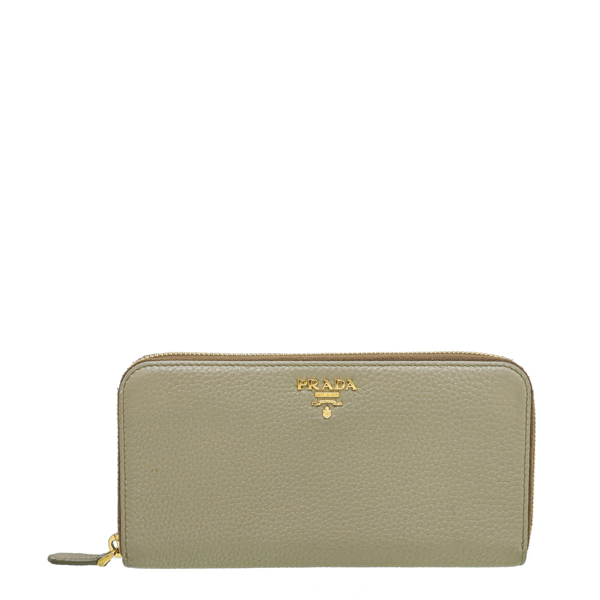 Prada Vitello Beige Grain Zip Around Wallet