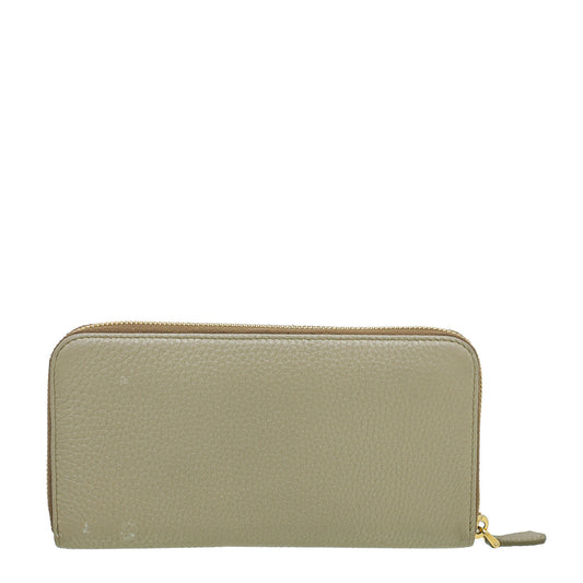 Prada Vitello Beige Grain Zip Around Wallet