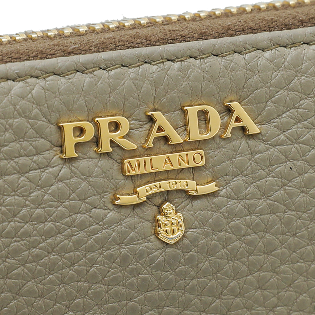 Prada Vitello Beige Grain Zip Around Wallet