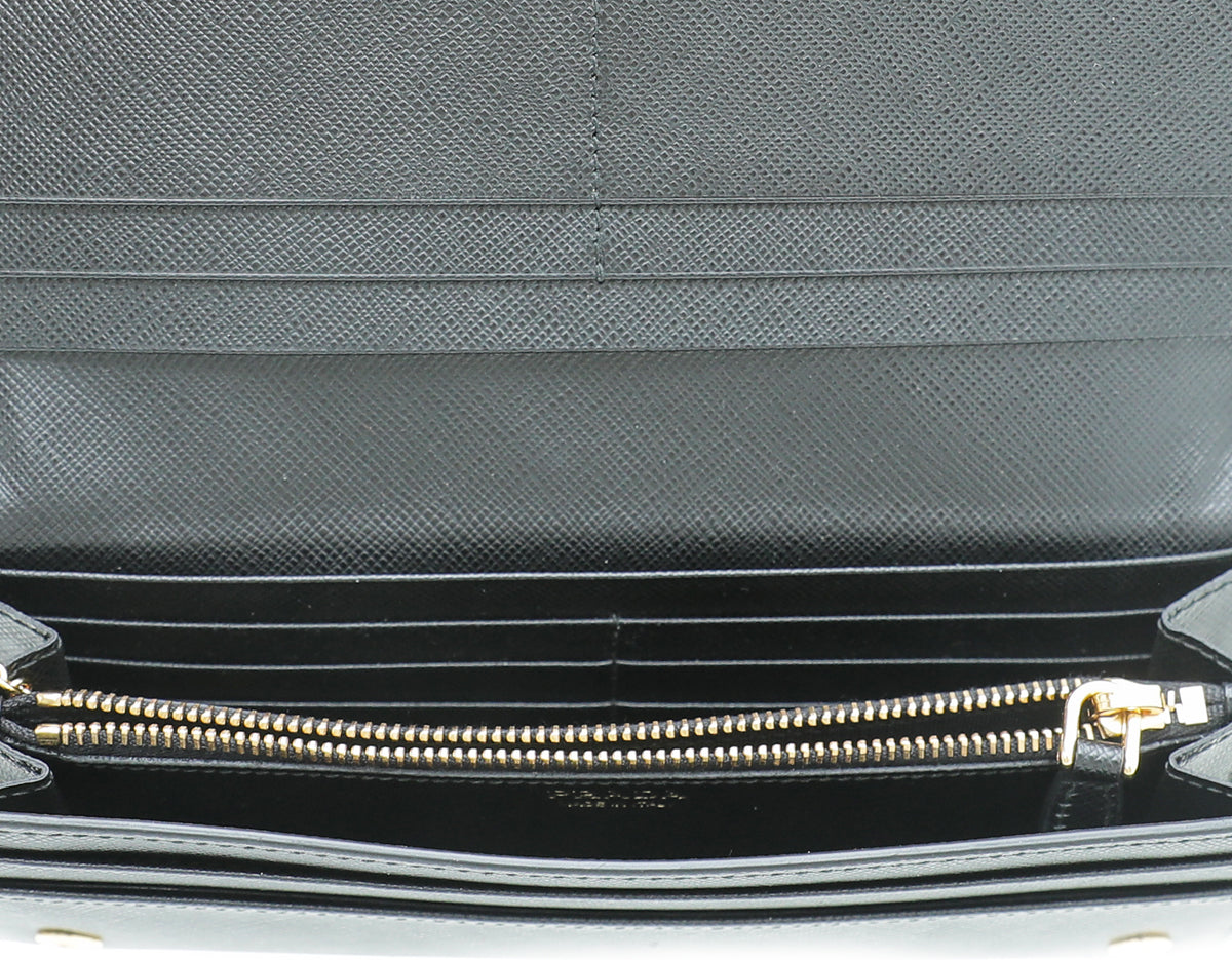 Prada Black Shine Monochrome Large Wallet