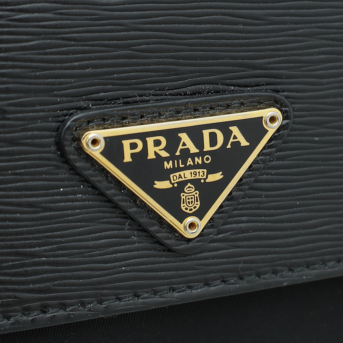 Prada Black Vitello and Tessuto Continental Wallet