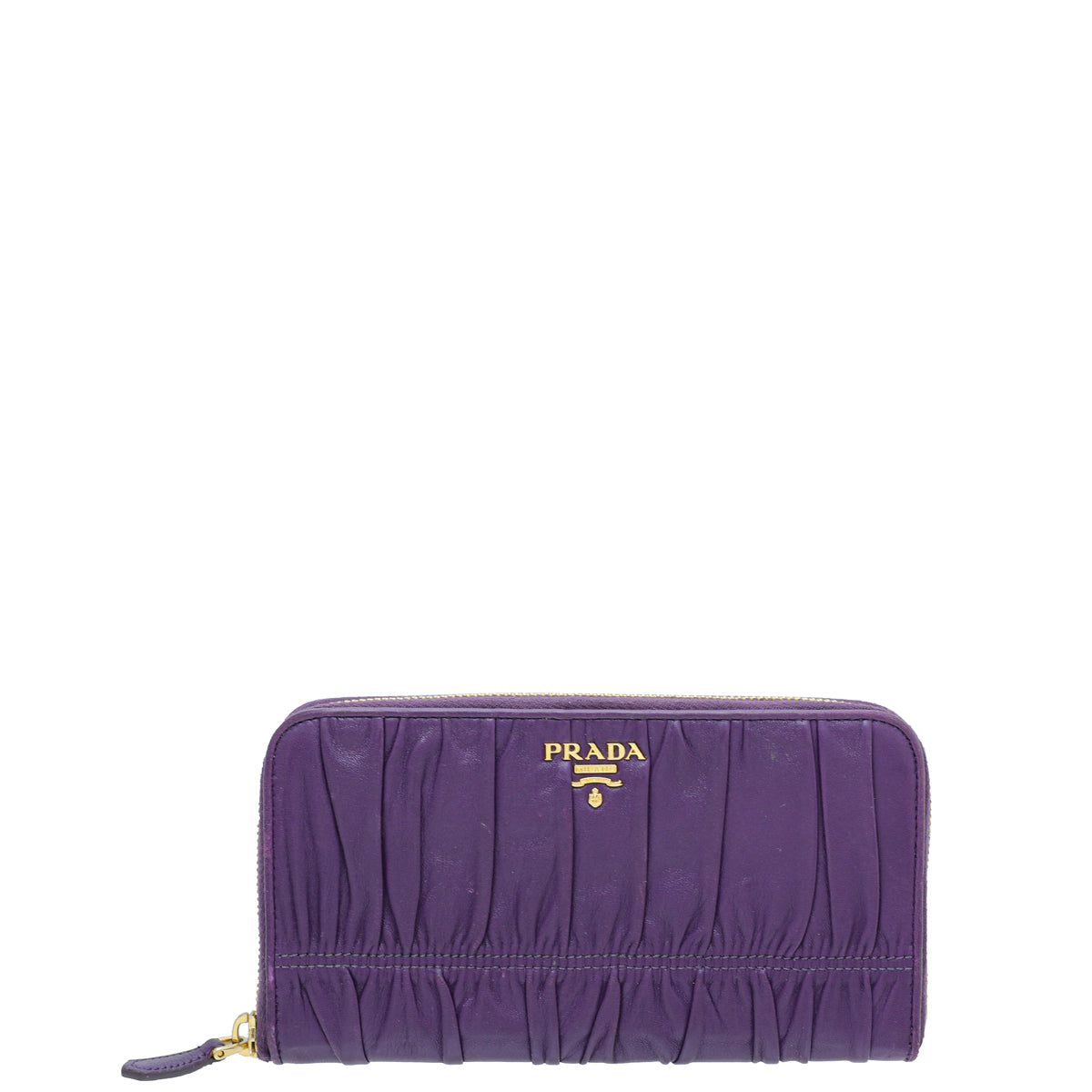 Prada Violet Nappa Gaufre Zip Around Wallet