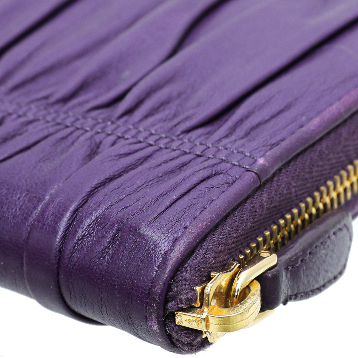 Prada Violet Nappa Gaufre Zip Around Wallet