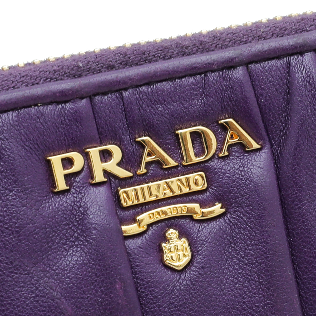 Prada Violet Nappa Gaufre Zip Around Wallet