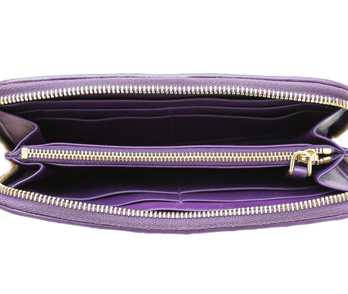 Prada Violet Nappa Gaufre Zip Around Wallet