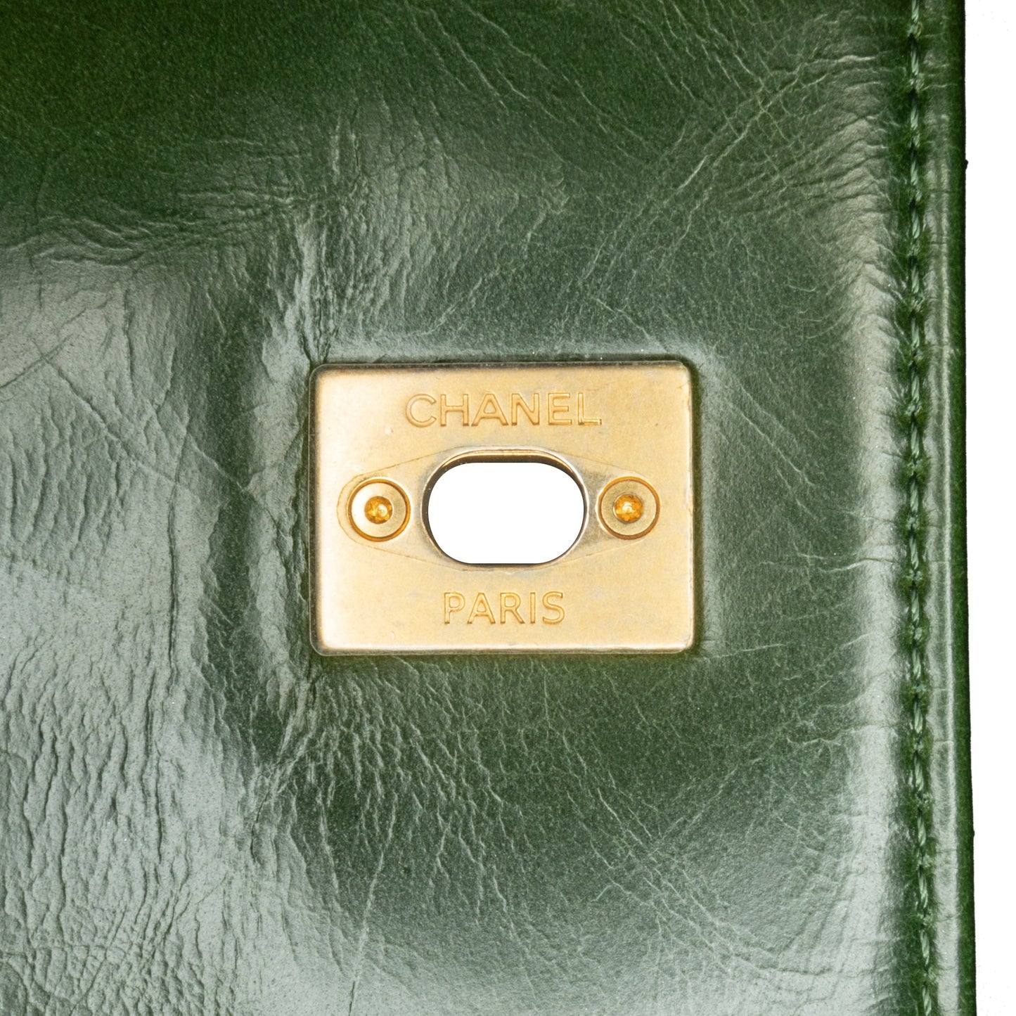 Chanel Coco Handle Flap Bag Chevron Medium Green Aged Calfskin Gold