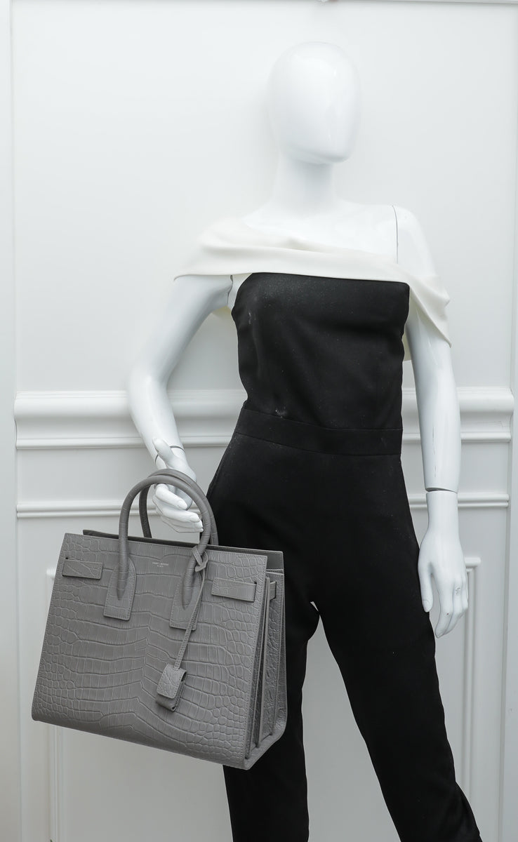 YSL Grey Croc Sac De Jour Small Bag