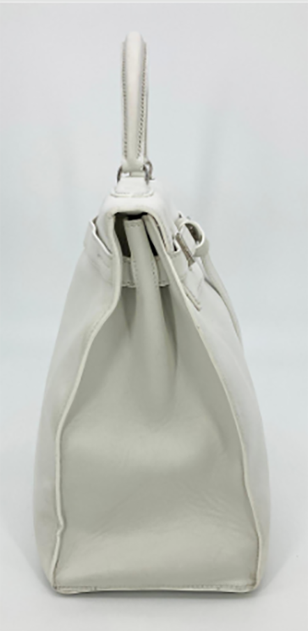 RARE Hermes Kelly Flat 35 White Swift Silver PDH