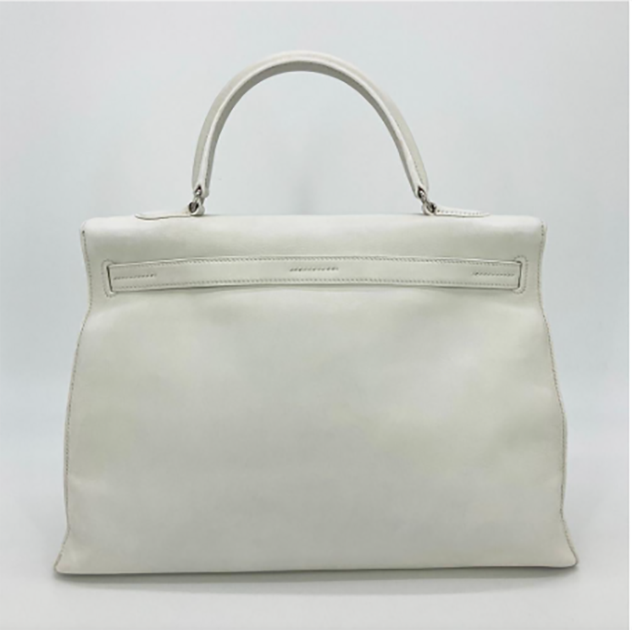 RARE Hermes Kelly Flat 35 White Swift Silver PDH