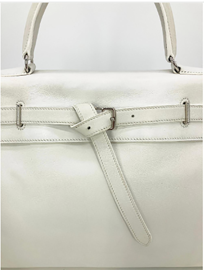 RARE Hermes Kelly Flat 35 White Swift Silver PDH