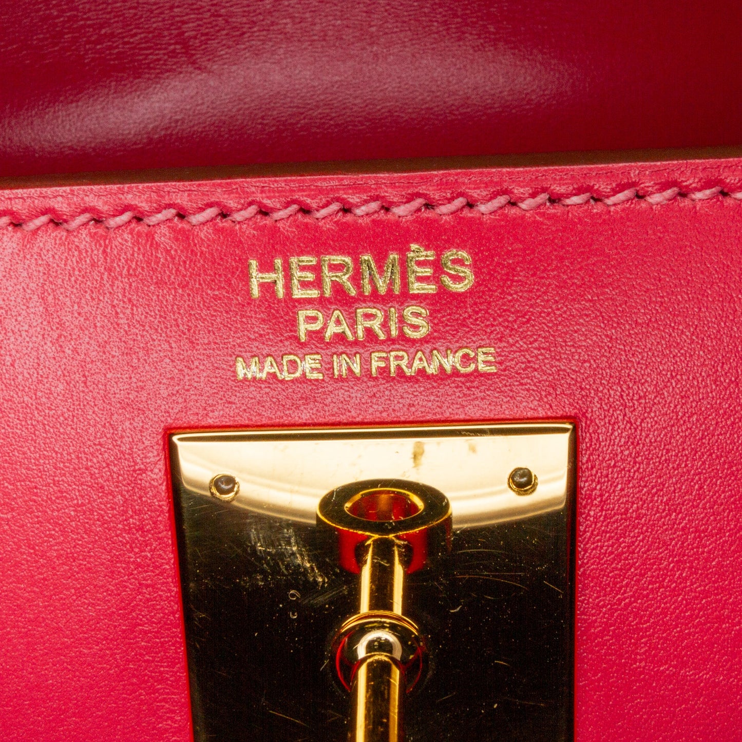 Hermès Kelly Sellier 32 Rose Lipstick Tadelakt Gold