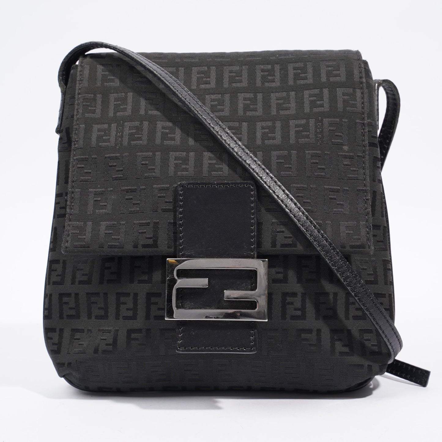 Fendi Zucchino Crossbody Bag Zucca Print / Black Canvas