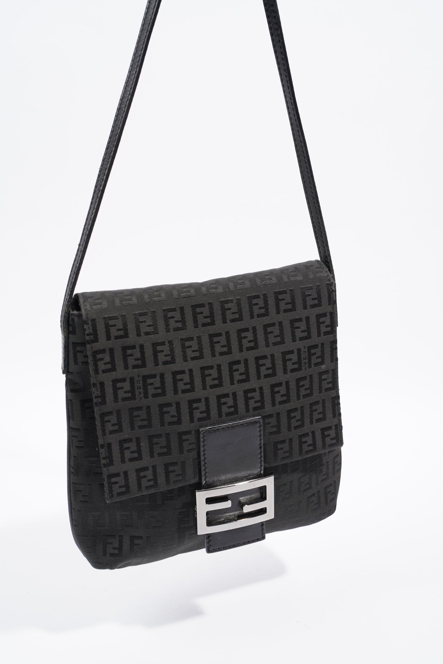 Fendi Zucchino Crossbody Bag Zucca Print / Black Canvas