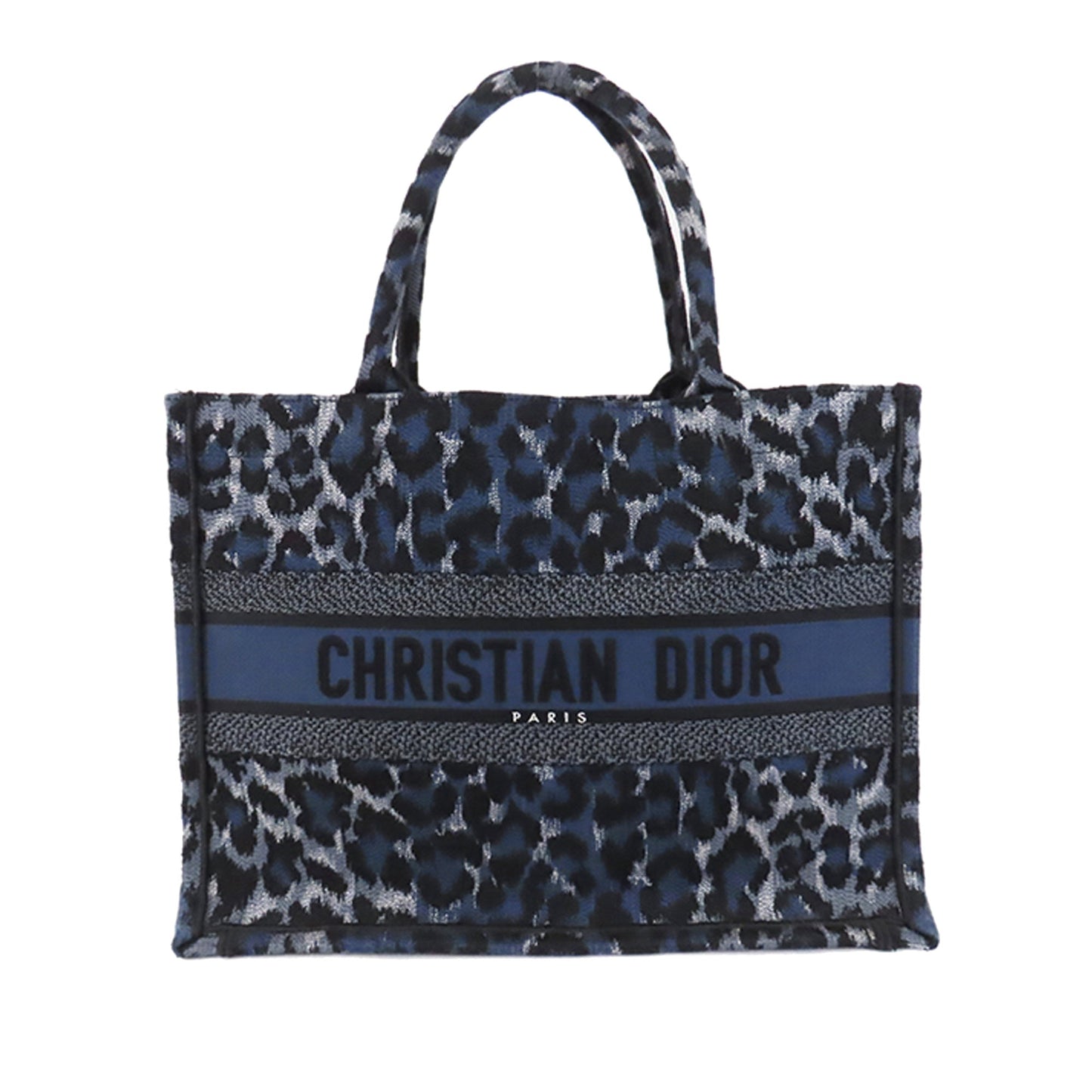 Dior Book Tote Medium Blue Leopard Canvas