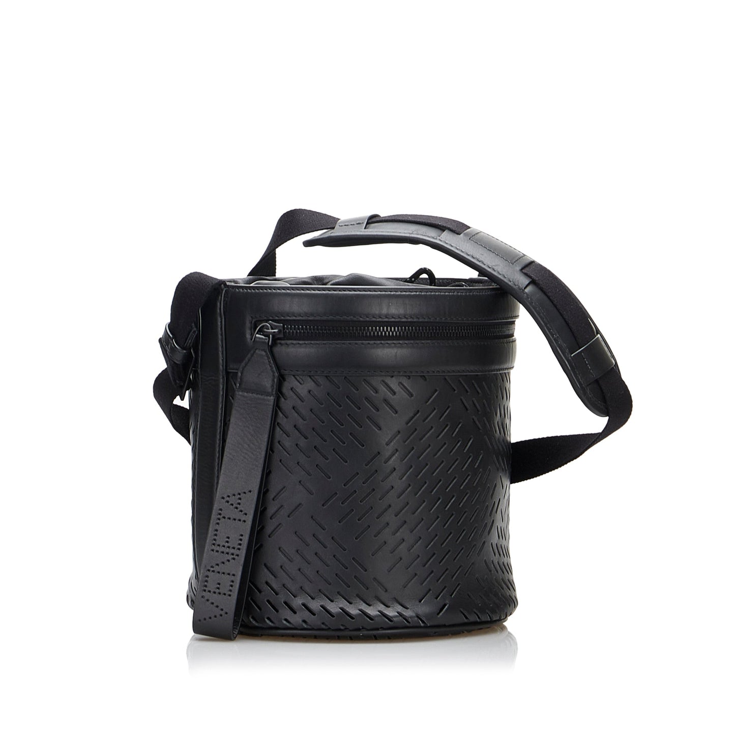 Bottega Veneta Paper Bucket Bag Black Perforated Leather