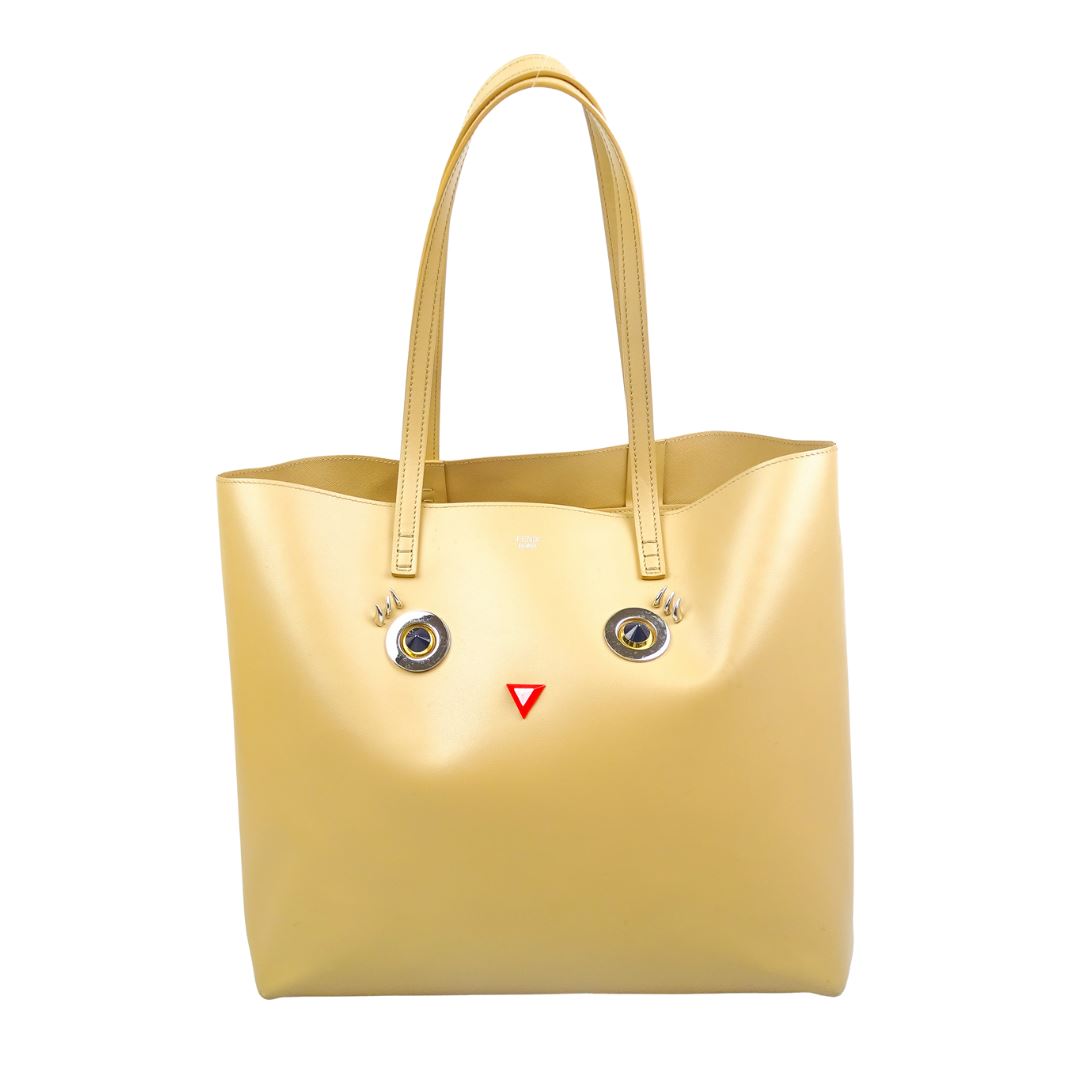 Fendi Beige Smooth Leather Hypnoteyes Shopping Tote