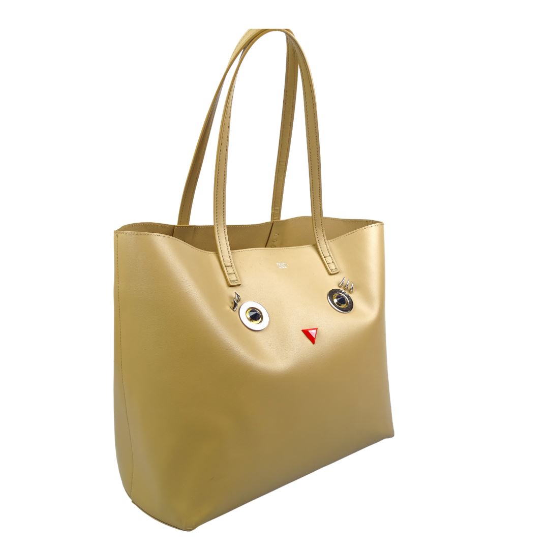 Fendi Beige Smooth Leather Hypnoteyes Shopping Tote