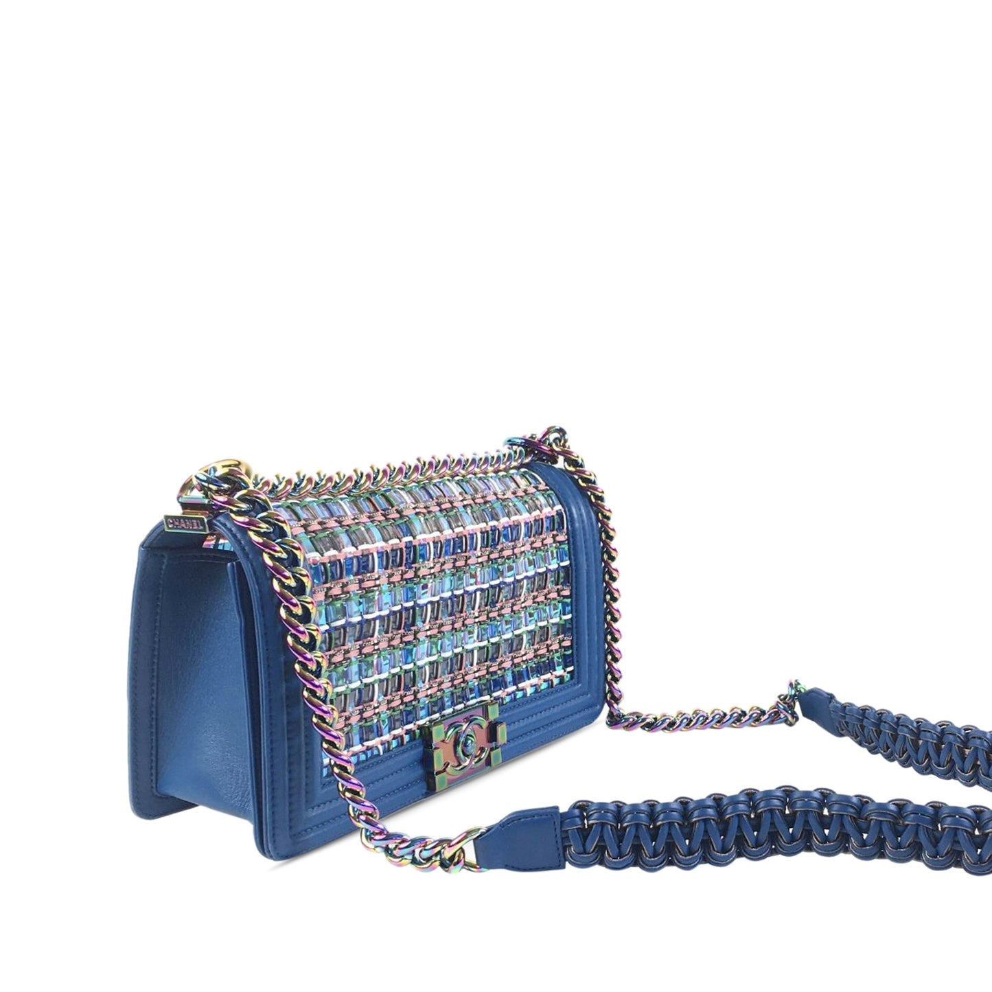 Chanel Blue/Multi Braided Old Medium Boy Bag 2017/18