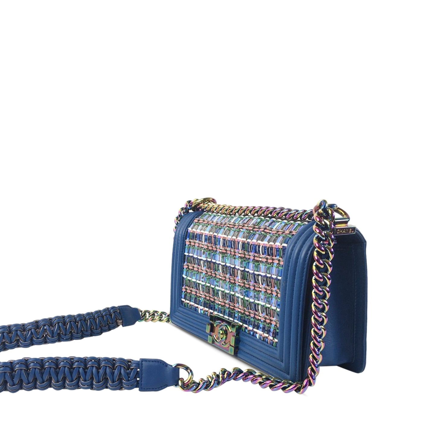 Chanel Blue/Multi Braided Old Medium Boy Bag 2017/18