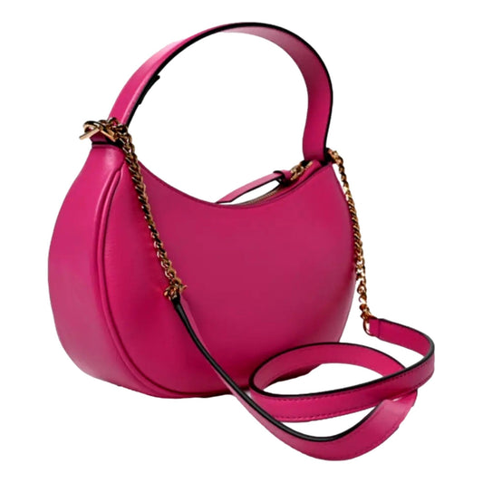 Versace La Medusa Half Moon Hobo Shoulder Crossbody Bag Pink Leather