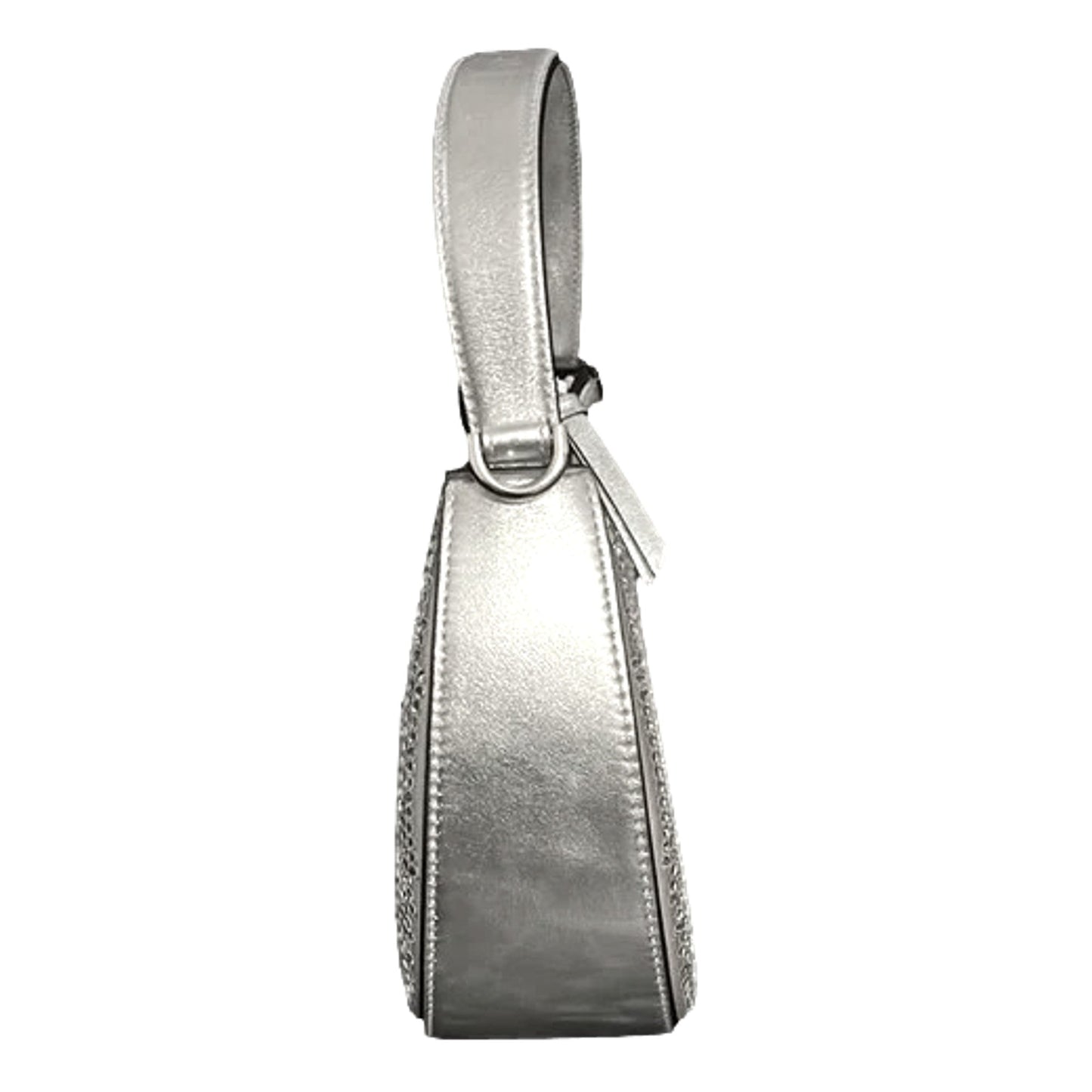 Versace La Medusa Crystal Half Moon Hobo Shoulder Crossbody Bag Silver