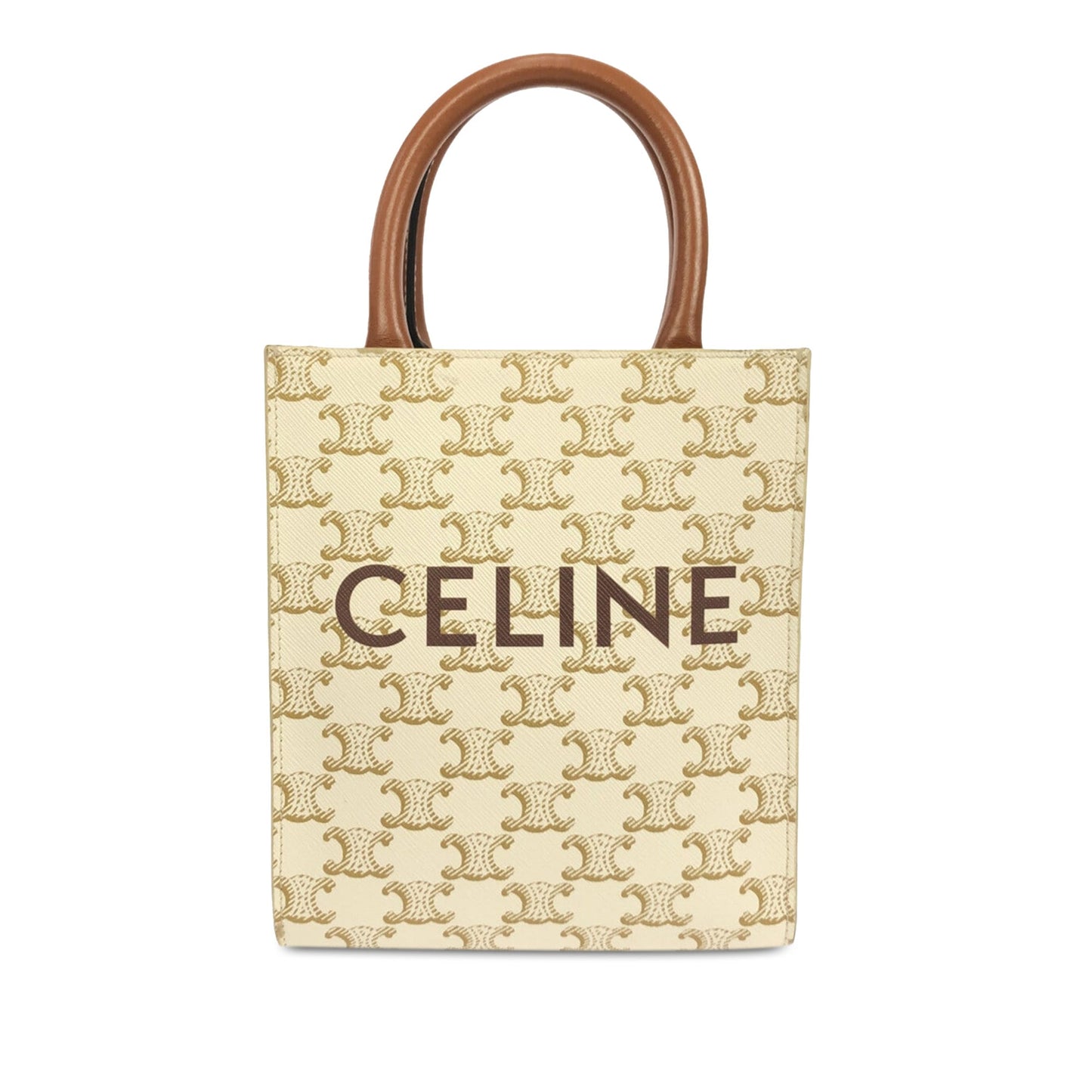 Celine Triomphe Vertical Cabas Tote Mini White Canvas