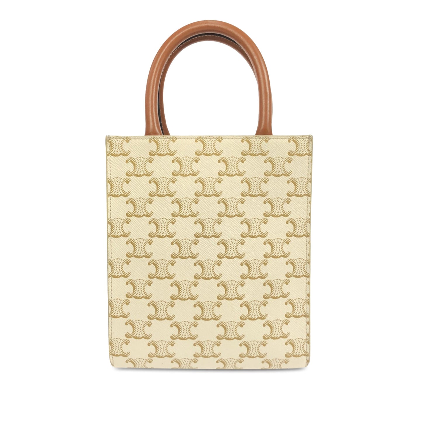 Celine Triomphe Vertical Cabas Tote Mini White Canvas