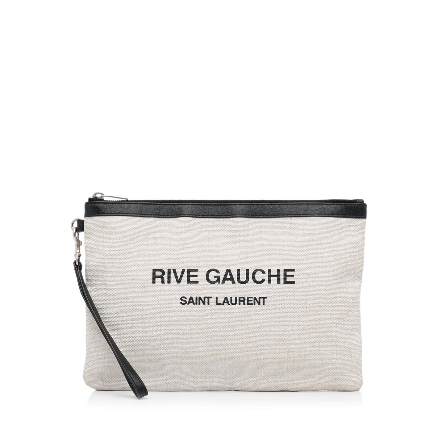 Yves Saint Laurent Rive Gauche Clutch White Canvas