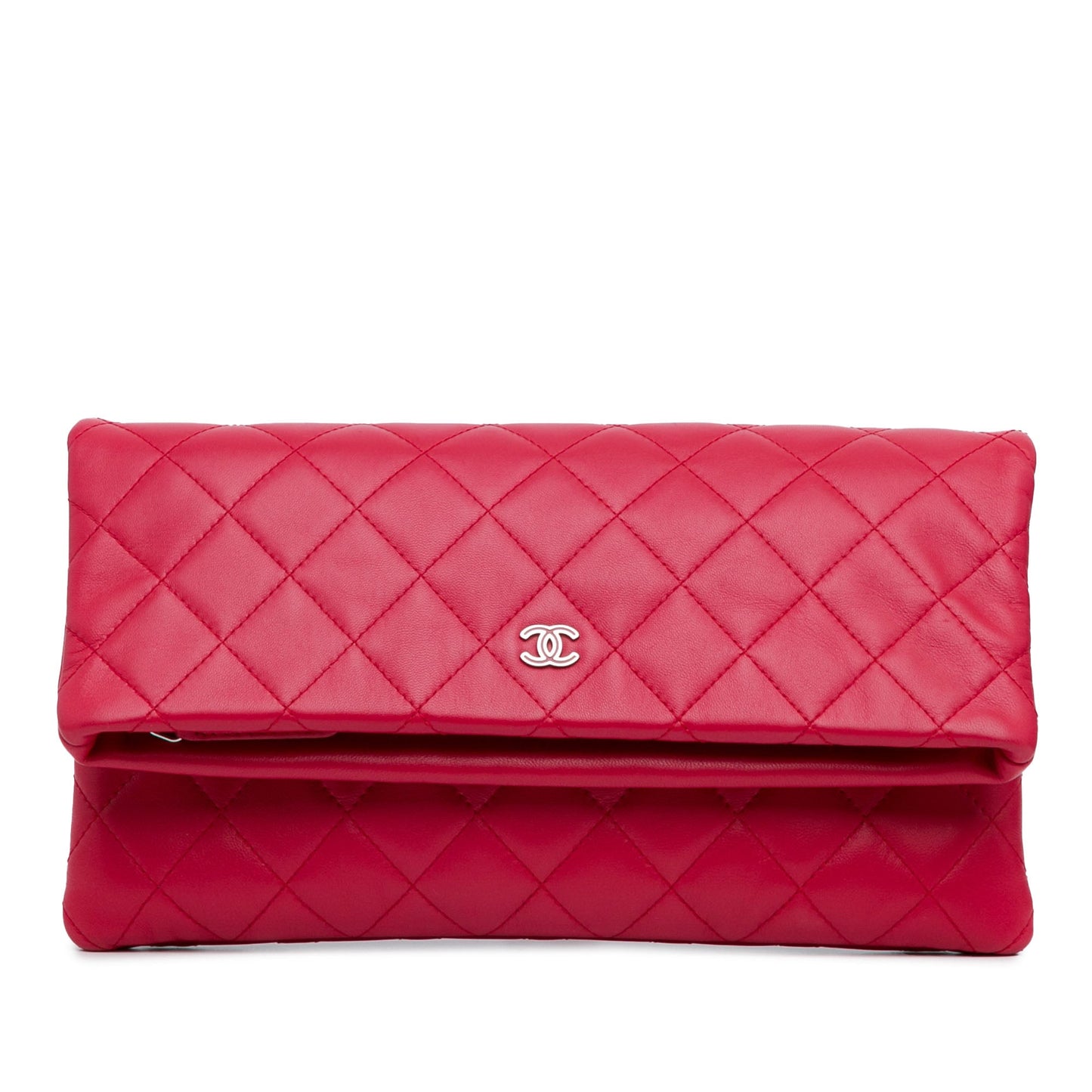 Chanel Beauty CC Clutch Red Quilted Lambskin Gold