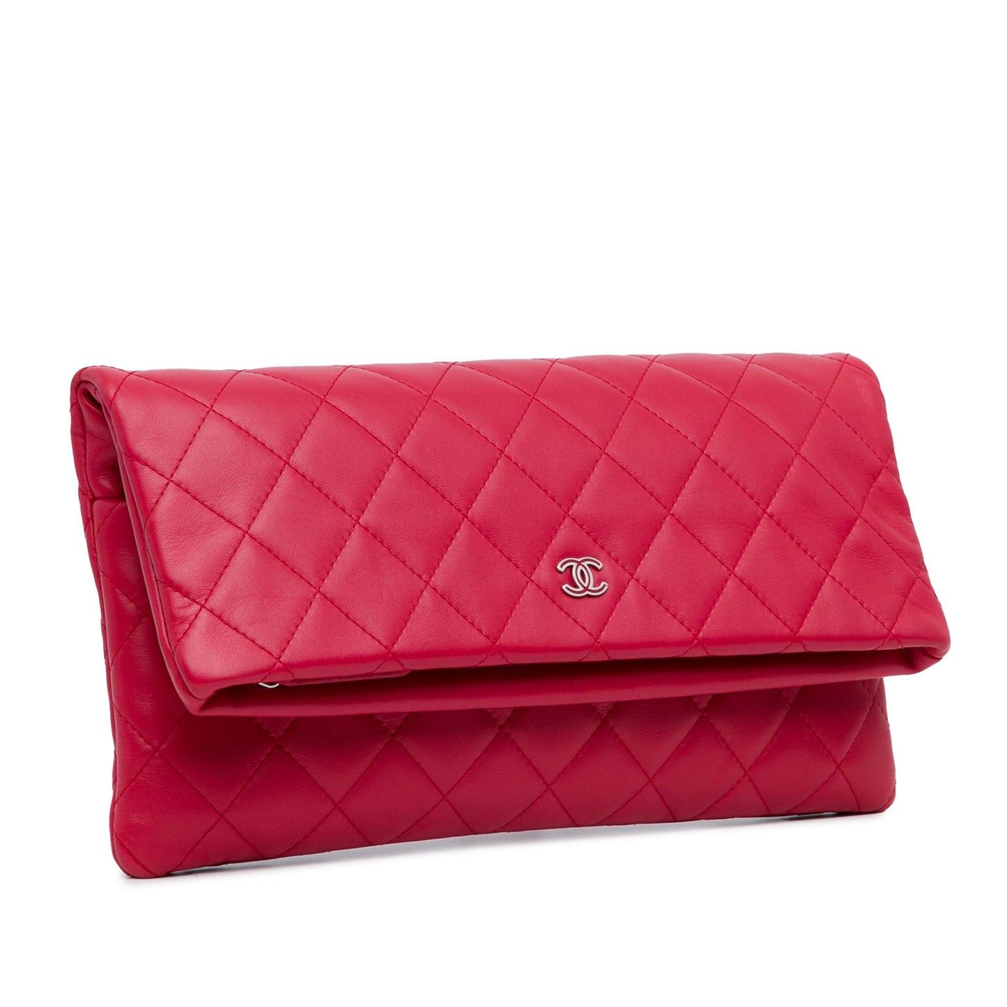 Chanel Beauty CC Clutch Red Quilted Lambskin Gold