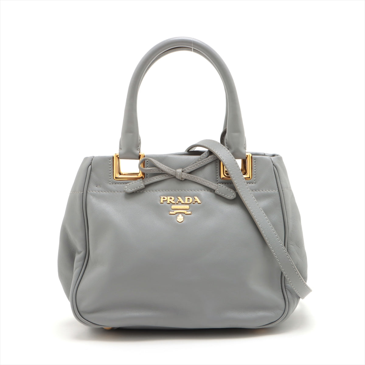 Prada Grey 2 Way Tote Bag w/ Bow