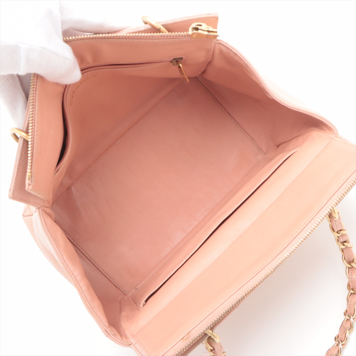 Chanel Matelasse Caviar Skin Handbag Pink Gold Metal Fittings Tote Bag