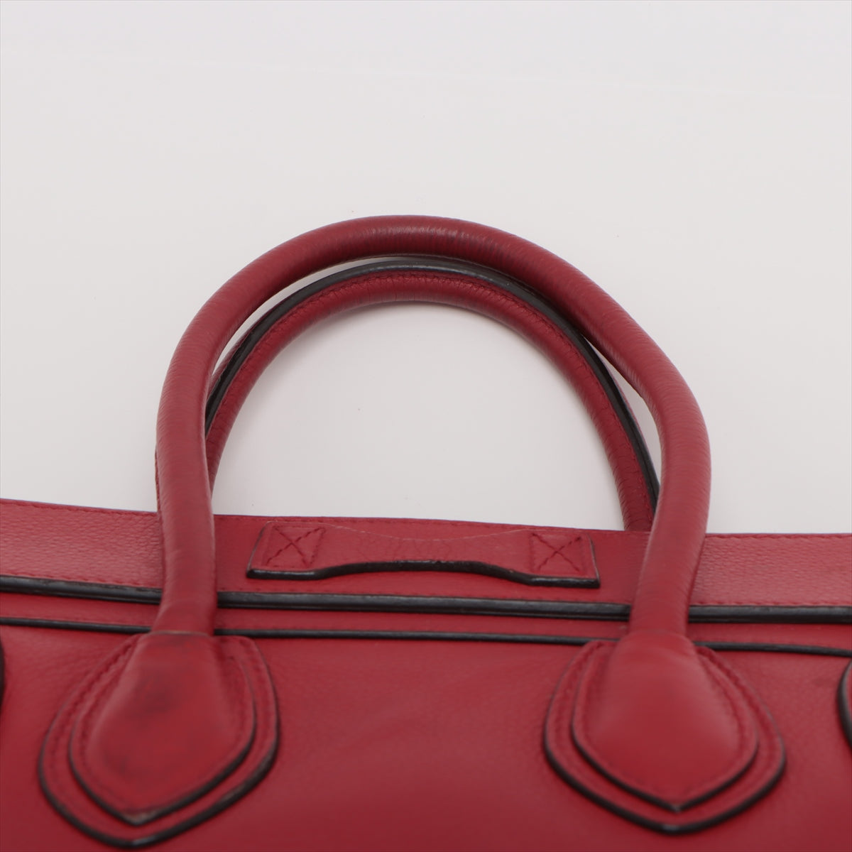 Celine Luggage Micro Shopper Leather Handbag Red #1729