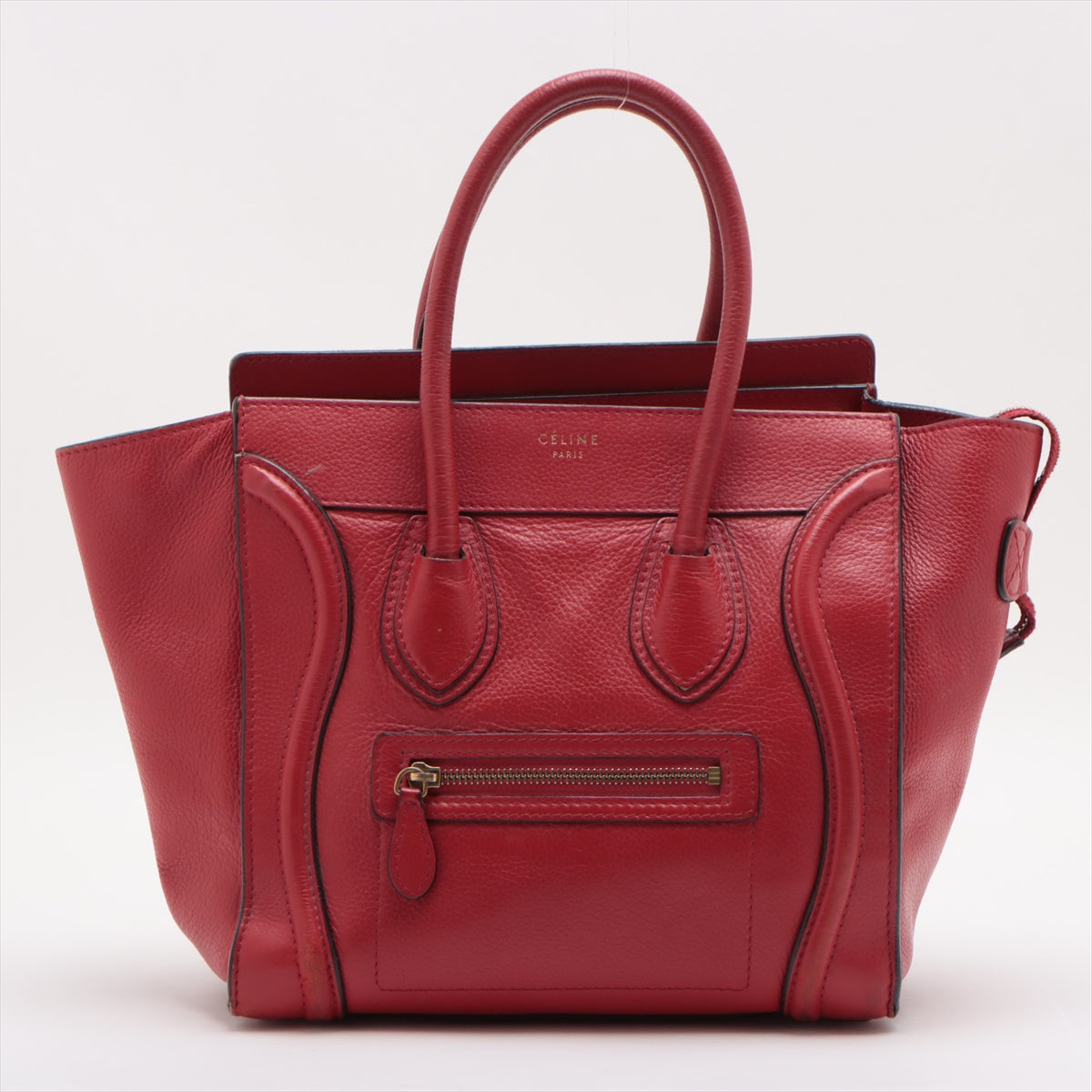 Celine Luggage Micro Shopper Leather Handbag Red #1729