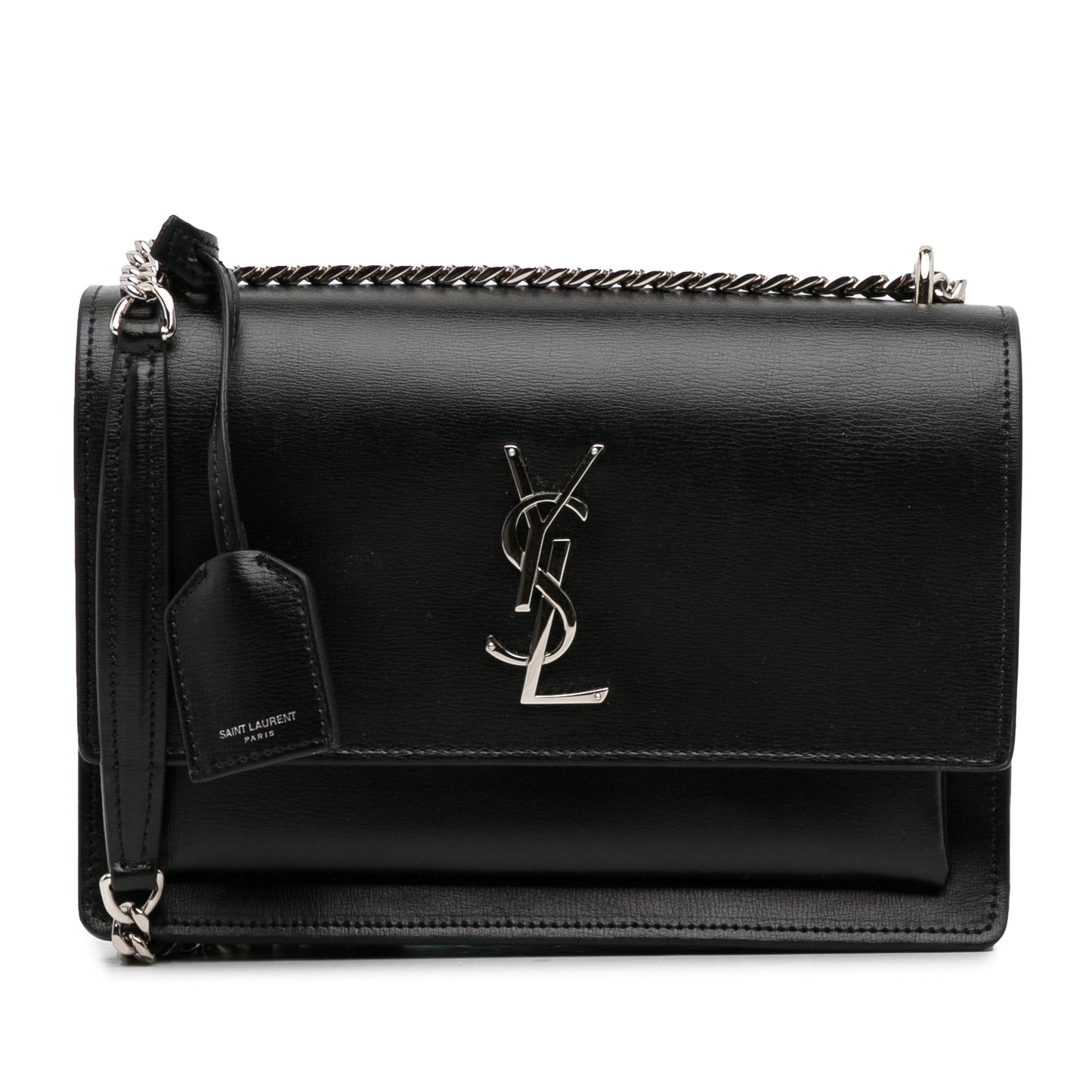 Yves Saint Laurent Monogram Sunset Medium Black Leather